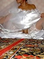 bride in stockings showing pussy